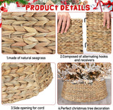 NEW Retails $73 Rattan Christmas Tree Collar - 24" Rustic Farmhouse Tree Skirt- Xmas Tree Base Cover for Christmas Decoration- Woven Holiday Tree Ring Accessory for Home, Living Room (Natural. 24 in)