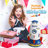 NEW Skirfy Sprinkler Rocket Launcher Outdoor Water Toys for Kids, Rocket Design Water Powered Liftoff 9-16ft & Spin, Summer Garden Water Play Toys & Birthday Gift for Girls Boys Age 3-12 Year Old (White), Distressed Box, Contents Are Perfect