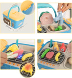 NEW JOYIN Kids Play Kitchen Set, Portable Picnic Basket Toys with Musics &amp; Lights, Includes Color Changing Pretend Play Food, Sink with running water, grill and Oven