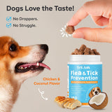 NEW TriOak Flea and Tick Prevention for Dogs Chewable: Natural Soft Dog Treats, Oral Pet Treatment for Dogs Health & Immunity - Daily Supplement & Repellent Chews for Small, Large Dog, Puppy Flea & Tick Control, BB: 07/26