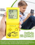 NEW HLF 3.5-inch Large Screen Retro Brick Game Console - Built-in 23 Classic Games, Racing & Tank, Nostalgic Puzzle Console (Yellow)