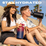 NEW Thermosis 64 Oz Stainless Steel Insulated Water Bottle with Straw & Holder Strap - Includes 2 Lids - Leak Proof - Camo