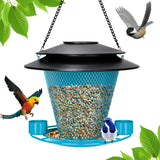 NEW Retails $87, YYWMWM Solar Bird Feeder Outdoors Wild Bird Feeders Metal Mesh Bird Feeder Outside Hanging Bird Feeder 2.5 lbs Capacity Blue