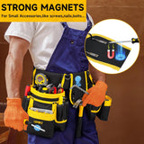 NEW Tool Belt, Magnetic Tool Pouch, 27-Pockets Heavy Duty Padded Tool Belts for Men, Detachable & Adjustable Tool Pouch Bag for Electrician, Carpenter, Construction, Work Apron, Utility Belt, Black, Yellow