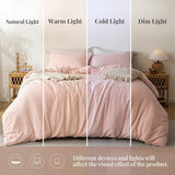 NEW Retails $80, Duvet Cover Set Pink - Washed Microfiber Bedding Set Full Size 2 Pieces with Zipper Closure, 1 Duvet Cover 80x90 inches and 2 Pillow Shams, Pink Mocha, Queen