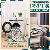NEW Retails $220+, Istana Large 8 Ft X 10 Ft Washable Stain Resistant Area Rug in Cream & Blue!