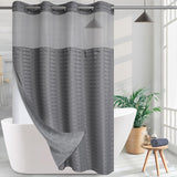 NEW Hotel Fabric Stall Shower Curtain Machine Washable with Snap in Removable Liner Shower Curtain for Bathroom Bathtubs Spa (Grey, 54" (W) X74 (H))