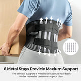 NEW Retails $46, FREETOO Back Support Belt for Back Pain Relief with 6 Stays, Adjustable Back Brace for Men/Women for work, Anti-skid Lower Lumbar Support with 16-hole Air Mesh for Sciatica (Sz M, Waist: 29.5''-37.4'')