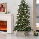 NEW Rattan Christmas Tree Collar, 28.4" D Wicker Christmas Tree Base Cover, Handcrafted Christmas Tree Ring, Woven Xmas Tree Skirt for Christmas Tree Decoration (Grey) - Retails $67+