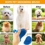 NEW ROPO Dog Grooming Brush, Pet Shampoo Bath Brush Soothing Massage Rubber Comb with Adjustable Ring Handle for Long Short Haired Dogs and Cats 2pcs