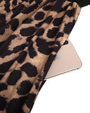 NEW VOTEPRETTY Women's Leopard Print Casual Sundress V Neck Spaghetti Strap Beach Dress with Pockets Sz M