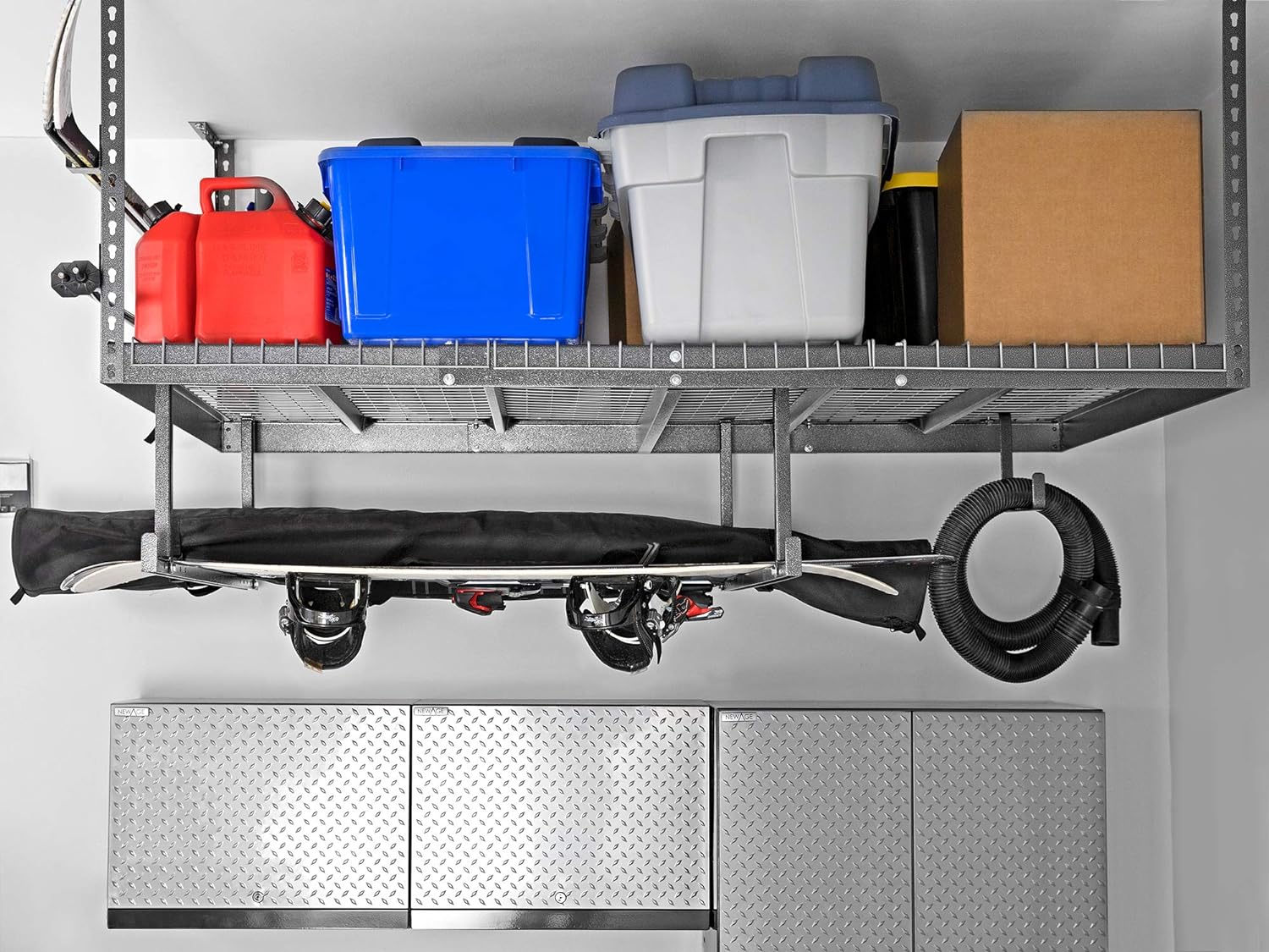NEW NewAge Products 40152 Ceiling Mount Garage Storage Rack, 4 by 8', White - Retails $328+