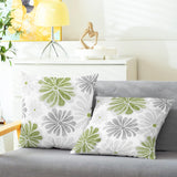 NEW CaliTime Throw Pillow Cases Pack of 2 Cozy Fleece Two-Tone Blooming Flowers Decorative Cushion Covers for Couch Bed Sofa Farmhouse Decoration 18 X 18 Inches Sage Green Grey