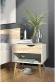 NEW Tvilum Diana 1 Drawer Nightstand End Table, White/Oak Structure Retails $150+