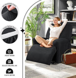 NEW TAOCOCO Recliner Cover 4-Pieces, Recliner Stretch Sofa Slipcover, Recliner Cover 1 Seater, Couch Protector Soft, Furniture Protector Covers with Elastic, Chair Covers Jacquard Pattern (Black)