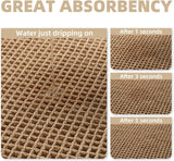 NEW Upgraded Waffle Bath Mat Non Slip Super Absorbent Quick Dry Bath Mats for Bathroom Floor Machine Washable Bathroom Mat Ultra Soft Boho Bathroom Rugs with Tassels Beside Tub, 17" x 24", Brown