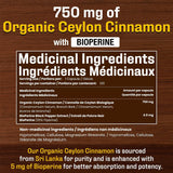 NEW Sealed Organic Ceylon Cinnamon Capsules – 2250mg Daily (750mg Each) with Bioperine for Absorption | Vegan, Non-GMO | 120 Capsules – Kasha Nutrition | BB: 01/29