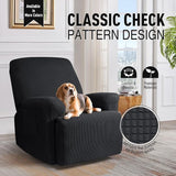 NEW TAOCOCO Recliner Cover 4-Pieces, Recliner Stretch Sofa Slipcover, Recliner Cover 1 Seater, Couch Protector Soft, Furniture Protector Covers with Elastic, Chair Covers Jacquard Pattern (Black)