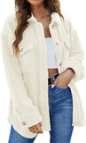 NEW TECREW Women's Winter Sherpa Fleece Jacket Button Down Fuzzy Shacket Outwear Coat with Pockets, Cream, Sz XXL, Retails $83