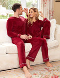 NEW Ekouaer Pyjama Velvet PJs Velour Long Sleeve Sleepwear, Weinrot, Women's Only, Sz XL, Retails $50