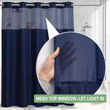 NEW Hotel Fabric Shower Curtain Shower Curtain Machine Washable with Snap in Removable Liner for Bathroom Bathtubs Spa (Blue, 54" W X 74" H)