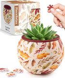 NEW PieceRelax 3D Puzzle Planter 80 Pieces - Flower Pot - Dancing Leaves in Fall, Home Decor Flower Pots for Indoor Cactus, Succulents Pots