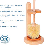 NEW Retails $90, Redecker Oiled Beechwood Toilet Brush Stand with Tampico Fiber Toilet Brush, 9-7/8 inches, Durable Natural Bristles are Heat-Resistant and Retain Shape, Made in Germany