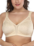 NEW Deyllo Women’s Full Coverage Comfort Wire Free Minimizer Support Bra Non Padded, Beige, Sz 44DD