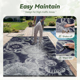 NEW Retails $60, Outdoor Rug Carpet Waterproof Patio Rug 5x8 ft RV Camping Rug Picnic Beach Mat Outside for Patio Deck Balcony Backyard Reversible Portable Tapis Exterieur Navy White Floral