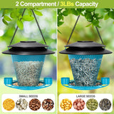 NEW Retails $87, YYWMWM Solar Bird Feeder Outdoors Wild Bird Feeders Metal Mesh Bird Feeder Outside Hanging Bird Feeder 2.5 lbs Capacity Blue