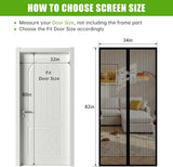 NEW Black Magnetic Screen Door, Door Screens with Magnets Heavy Duty, Mesh Screen Size 38x82Inch for Patio Sliding Screen Door, Kids Pets Freely Access, Away Mosquito