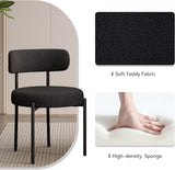 NEW IN BOX Retails $180, Nalupatio Dining Chairs Set of 2, Round Boucle Dining Room Chairs with Curved Backrest & Thick Cushion, Mid-Century Modern Upholstered Teddy Fabric Kitchen Side Chairs with Metal Legs, Black