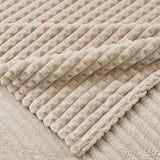 NEW EMME Fleece Blanket, 3D Jacquard Throw Blanket for Couch and Bed, Soft Cozy and Fluffy Blankets Lightweight Luxury Flannel with Geometric Grid Design (Beige, 50'' x 60'')