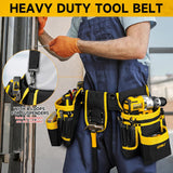 NEW Tool Belt, Magnetic Tool Pouch, 27-Pockets Heavy Duty Padded Tool Belts for Men, Detachable & Adjustable Tool Pouch Bag for Electrician, Carpenter, Construction, Work Apron, Utility Belt, Black, Yellow