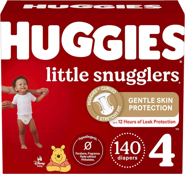 NEW Huggies Diapers Size 4-Little Snugglers Disposable Baby Diapers, 140ct, One Month Supply, Retails $74