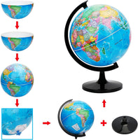 NEW EXERZ 12" (30cm) World Globe Political Map - English - Large Educational Geographic School Globe - 30cm Diameter - Retails $64+