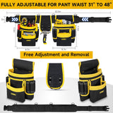 NEW Tool Belt, Magnetic Tool Pouch, 27-Pockets Heavy Duty Padded Tool Belts for Men, Detachable & Adjustable Tool Pouch Bag for Electrician, Carpenter, Construction, Work Apron, Utility Belt, Black, Yellow