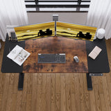 NEW in box! Retails $230 Jceet Adjustable Height Electric Sit/Standing Desk, 55 x 24 Inch Sit Stand Computer Desk with Lockable Casters, Stand Up Desk Table for Home Office, Black Frame/Rustic Brown + Black Top!
