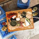 NEW NIUXX Bamboo Cutting Board for Kitchen, Reversible Chopping Board with 3 Built-in Compartments and Juice Grooves, Large Chopping Tray 43 x 32 x 2 cm, Meats Vegetable Bread Fruits Board