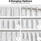 NEW Retails $83, Treatmentex Pure White Blackout Curtain Panels 95 Inches Long for Living Room, Home Office, Back Tab/Rod Pocket Thermal Insulated Window Panels for Bedroom, 52" w 8ft, 2 Panels, White 52" X 84" Long