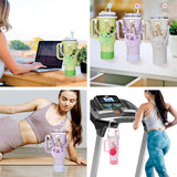 NEW Rhewatin Accessories for Stanley Cup 40oz Tumbler, Charms Accessories for Stanley Tumbler, Including 1pc Tumbler Strap, 1pc Silicone Cup Boot, 1pc Silicone Straw Cover, 2pcs Charms, Purple