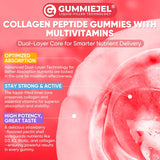 NEW Sealed Sugar-Free Hydrolyzed Collagen Peptide Filled Gummies for Women & Men, with 1500mg Protein Type I,II,III,V,X, 5000mcg Biotin Vitamin C A E D3 B6 B12 for Immune Digestion Skin Hair Nails, BB: 05/27