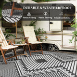 NEW Retails $60, Outdoor Rug 5x8 ft Boho Waterproof Outdoor Carpet-Patio RV Deck Camping Rug Portable Boho Rugs for Outdoor Area Rug Picnic Backyard Porch Beach Mat Grey & White