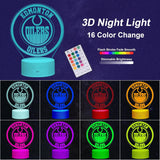 NEW LCFhome Ice Hockey Night Light, 3D Oilers Night Light, Edmonton Lamp, 16 Color Changing with Remote Control+Timer+Dim, Christmas Birthday Gifts for Kids Boys Girls Men Women Hockey Sports Fans