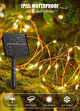 NEW Solar String Lights Outdoor Waterproof, 2 Packs Total 66FT 200 LED Solar Fairy Lights with 8 Light Modes, Solar Powered Firefly Lights Outdoor for Patio Yard Tree Garden Christmas (Warm White)