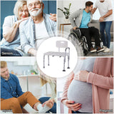 NEW Retails $96, HOMCOM 6-Level Adjustable Bath and Shower Transfer Bench Aluminum Chair with Non-Slip Feet, Armrest & Backrest, White