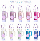 NEW Rhewatin Accessories for Stanley Cup 40oz Tumbler, Charms Accessories for Stanley Tumbler, Including 1pc Tumbler Strap, 1pc Silicone Cup Boot, 1pc Silicone Straw Cover, 2pcs Charms, Purple