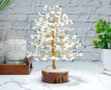 NEW Retails $45, Clear Quartz Tree Handmade Gift Tree of Life Crystal Trees as Home Decor Ornament, Chakra Tree, Feng Shui Tree Bonsai Money Trees for Reiki Healing Office Table Decorations Golden Wire 10 Inch