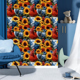 NEW Retails $80, Peel and Stick Wallpaper Rooster Sunflower Wallpaper Removable Contact Self Adhesive Decorative Wallpaper for Wall, Cabinets, Bedroom 17.3"W x 236"L