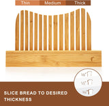 NEW Retails $40+, Mosomboo Bamboo Bread Slicer for Homemade Bread with Serrated Knife & Crumb Tray - Foldable Compact Bread Cutting Guide, Adjustable Bread Slicer, Bamboo Bread Cutter for Homemade Bread, Cakes, Bagels